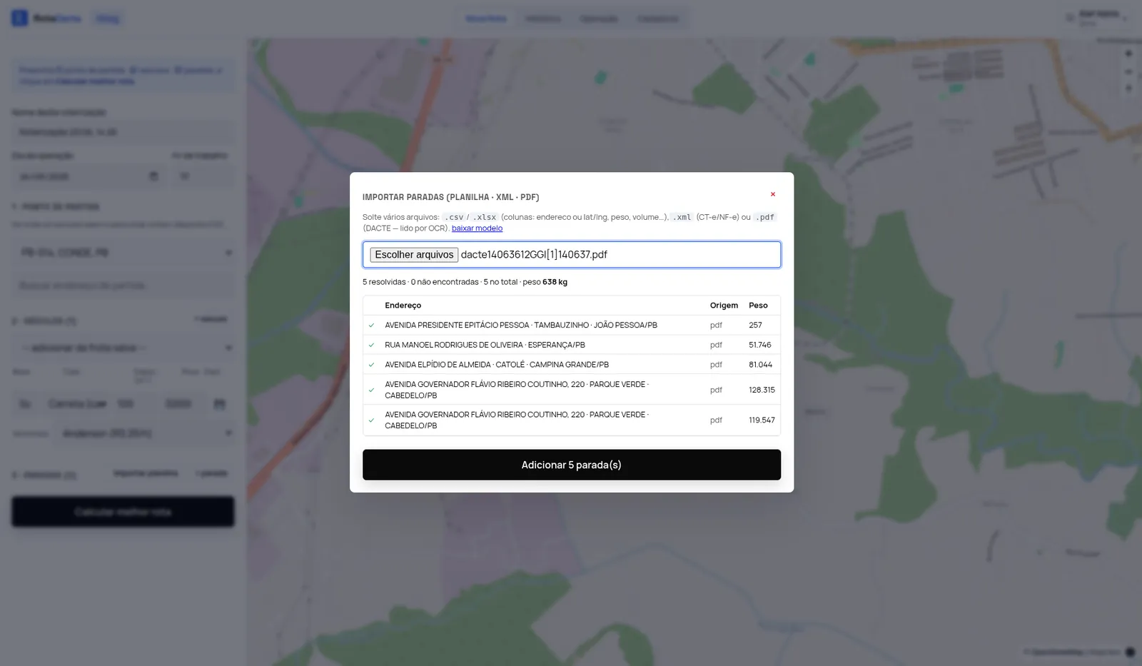 Tela da Menos KM — dados extraidos via OCR